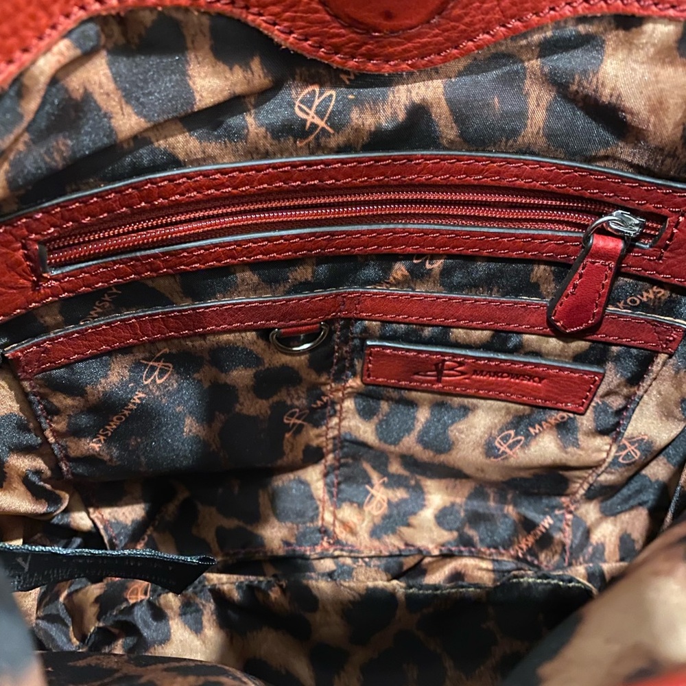 B. Makowsky Red Leather Shoulder/Crossbody Bag - Picture 7 of 13